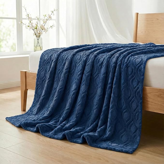 Horaldaily Solid Blanket Throw, Navy Blue Accent Farmhouse Neutral Square Euro Soft Fuzzy Plush Faux Fur Cozy Blankets for Couch Sofa Bed Lounging, Ideal Gifts for Kids Adults Wife Self, 50x60