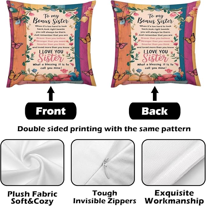ITFRO Bonus Sister Gift Flannel Fleece Throw Blanket Pillow Cover Set 50x60 Inch Ultra Soft Polyester Blanket 18x18 Inch Plush Pillow Case All Seasons for Birthday Christmas (Colorful)