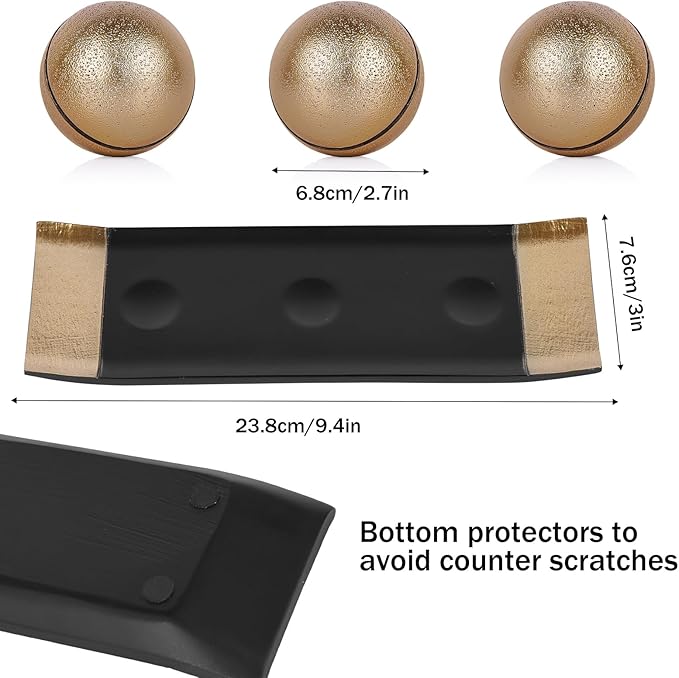 LCCCK Decorative Tray with Balls Set, Black Gold Decor Orbs TV Stand, Coffee Table Centerpiece, Elegant Orbs Decorative Balls for Dining Kitchen Console Fireplace Decor Centro De Mesa De Comedor