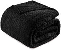 Exclusivo Mezcla Fleece King Size Blanket for Bed, 90x104 Inches Soft Cozy Jacquard Flannel Blankets, Lightweight Fuzzy Plush Warm for Women, Black