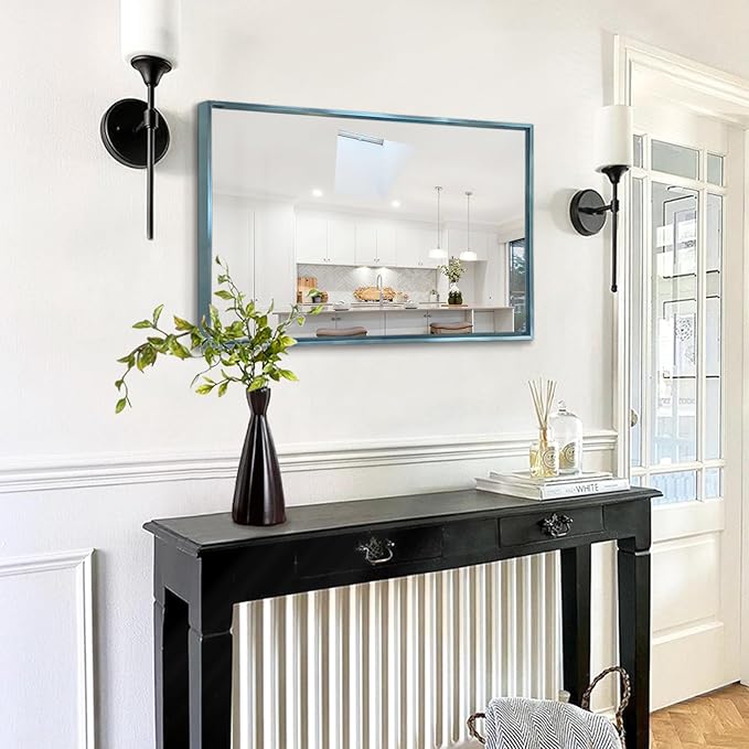 AAZZKANG Bathroom Mirror Large 28"x20" Modern Hanging Mirrors with Aluminum Alloy Frame for Vanity Bedroom Living Room Entry Home Wall Decor