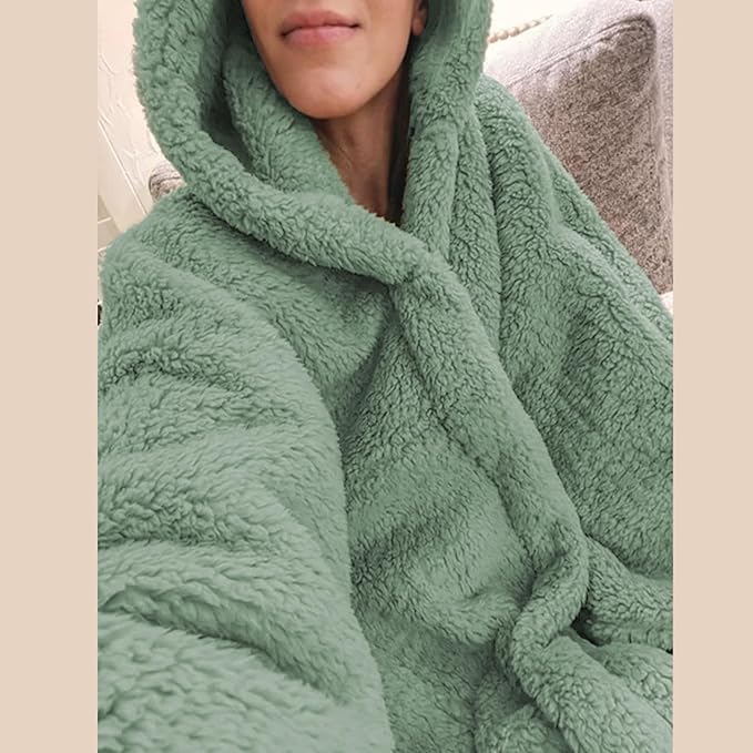 Wearable Blanket Sherpa Poncho Office Work Warm Cozy Shawl Blanket,Plush Cape Wrap for Adults