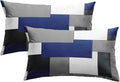 Emvency Set of 2 Dark Blue Geometric Throw Pillow Cover Black Grey White Painting Abstract Checkered Design Decorative Pillow Case Modern Home Decor Standard Square 12x20 Inch Cushion Pillowcase