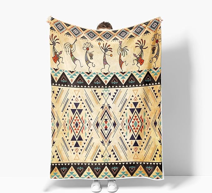 JAWO Southwestern Throw Blankets, Southwestern Native America Ethnic Tribal Cozy Warm Bed Couch Blanket, Retro Theme Fleece Flannel Throws to Decorate The Room and Bedroom 60X90IN