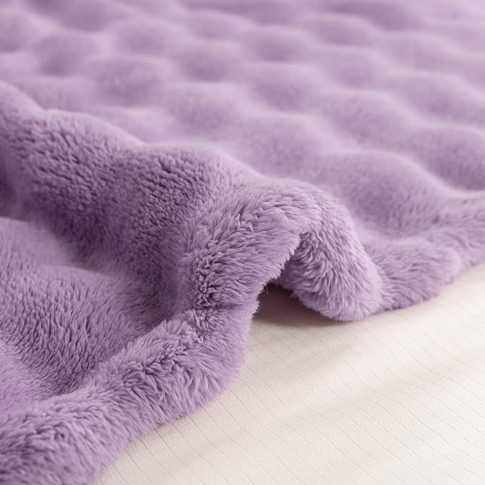 YUSOKI Luxury 3D Bubble Light Weighted Queen Blanket 4.7lb,All Ages,Home Decoration, (Lilac Purple,90 * 90inches)