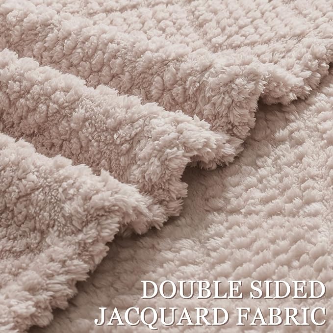 Whale Flotilla Fuzzy Fleece King Size Blanket for Bed, Soft Fluffy Jacquard Waffle Blankets for All Season, Lightweight and Warm, 90x104 Inch, Camel