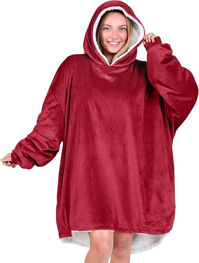 Bare Home Wearable Blanket Hoodie - Soft Plush Sherpa - Warm and Cozy - Oversized Wearable Blanket - Adult & Kid Sizes