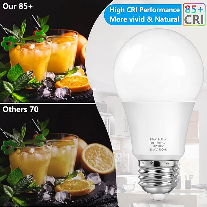 MAXvolador A19 LED Light Bulbs, 100 Watt Equivalent, Daylight White 5000K, 1500LM, E26 Base, Non-Dimmable, 13W Bright White Bulb, 30-Pack