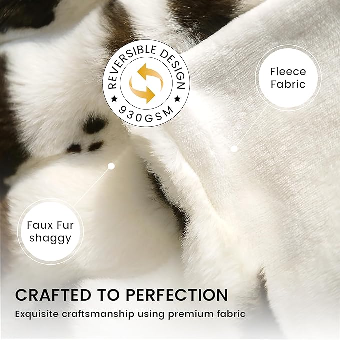 Cow Print Faux Fur Throw Blanket for Couch, Ultra Soft Cozy Blanket Portable Foldable for Travel Spring Camping Home Leisure, Easy Care, Ideal for New Mom Women, 50x60