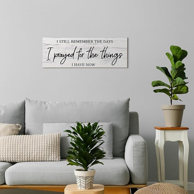 Jetec Farmhouse Bible Verse Scripture Wall Signs, I Still Remember The Days I Prayed for The Things I Have Now Wooden Plaque Decor for Church Home Christian Wall Art Decor