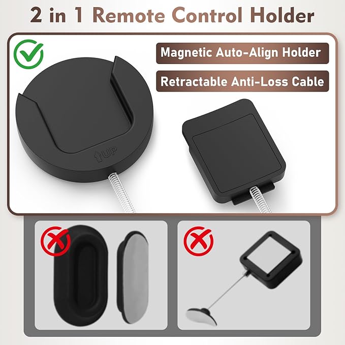 6.5 Ft Magnetic Remote Control Holder, 3 Pack Stretchy Remote Control Tether Wall Mount with Adjustable Leash and Strong Double N52 Magnets for TV/AC/Light/Fan, Home & RV Organizer Supply