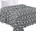 Elegant Comfort Luxury Velvety Feel Blanket, All-Season Lightweight Blanket, Ultra Plush, Soft, Cozy-Fuzzy Flannel Fleece for Couch, Sofa, Bed, Travel, Cube Design, Full/Queen, Gray
