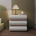 Nightstand with 3 Drawer, Bedside Table with Microfibre Leather, Fashion Night Stand for Bedroom/Living Room, No Assembly Required-White