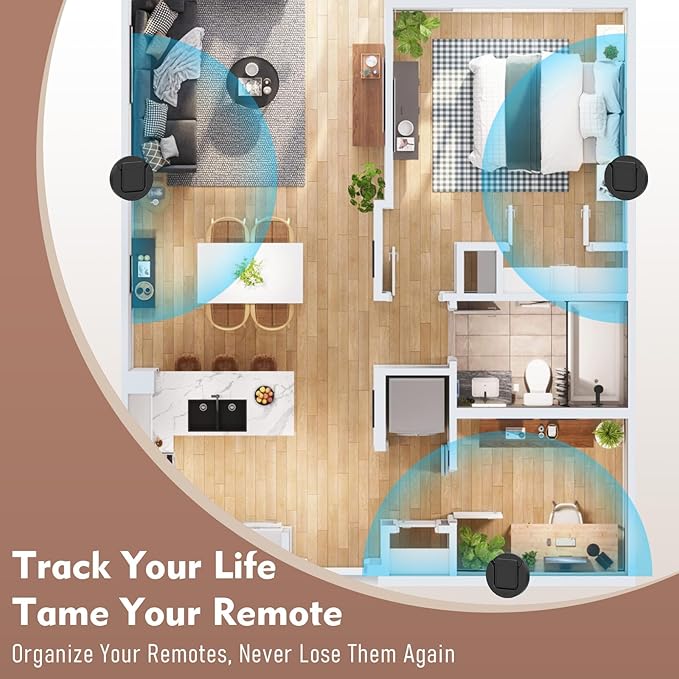 6.5 Ft Magnetic Remote Control Holder, 3 Pack Stretchy Remote Control Tether Wall Mount with Adjustable Leash and Strong Double N52 Magnets for TV/AC/Light/Fan, Home & RV Organizer Supply