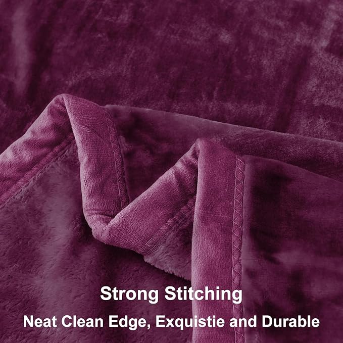 JYK Fleece Plush Bed Blanket Queen Size 79'' x 91'' - Premium Silky Flannel Fleece Blanket 3.5 LB, Lightweight and Fluffy Cozy Plush Comfy Microfiber Fleece Blankets for Couch Sofa Bedroom, Purple