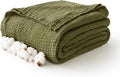 100% Cotton Muslin Blanket 40" x 40", Breathable and Lightweight Cotton Throw Blankets, Soft Cooling Summer Gauze Blanket for All Season, Oive Green