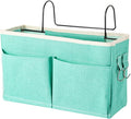Surblue Bedside Caddy Bedside Storage Bag Hanging Organizer for Bunk, Hospital Beds, Dorm Rooms Bed Rails Camp 4 Pockets and 2 Hooks (Green)