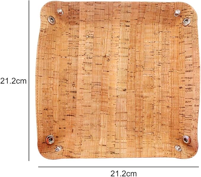 boshiho Valet Tray for Men, Natural Cork Jewelry Catchall Key Phone Coin Box Change Caddy Bedside Storage Box (Cork)