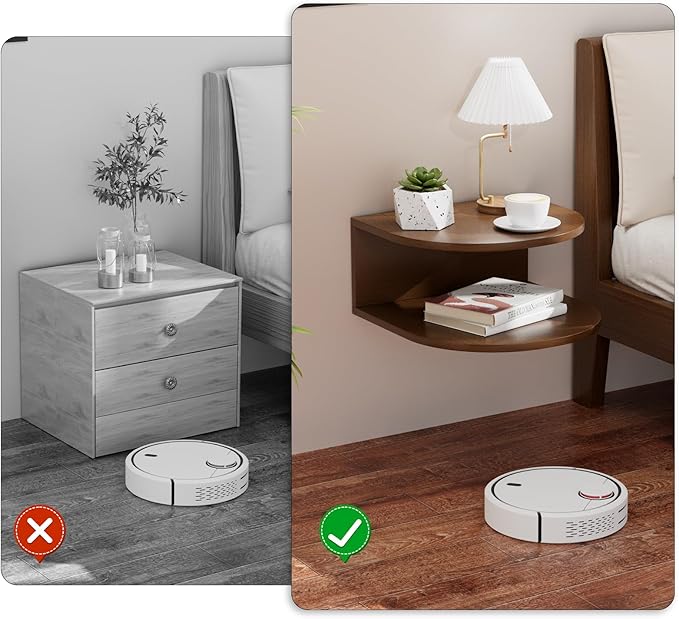 Bamboo Floating Nightstand with Storage Drawer and Modern Open Shelf Cubby，Bedroom, Living Room, Kitchen, Tool Room for use. (Brown, Trumpet)
