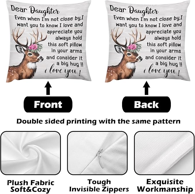 ITFRO Flannel Fleece Throw Blanket Pillow Cover Set 50x60 Inch Ultra Soft Blanket 18x18 Inch Plush Pillow Case All Seasons Daughter Gift for Birthday Valentine's Christmas (Daughter)