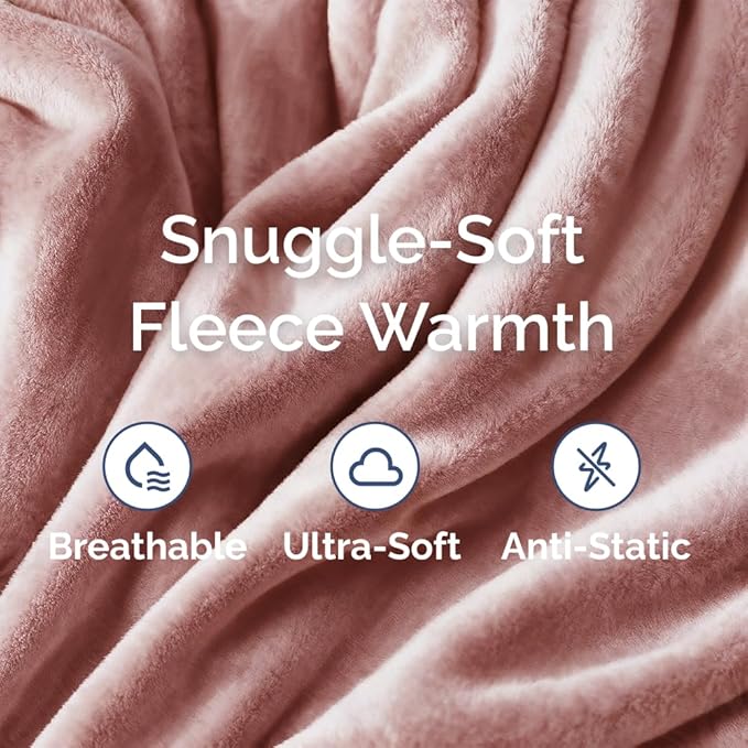 Ultra Soft Fleece Blanket Twin Size - Flannel Fleece Luxury Twin Blanket - Lightweight for Couch Bed Chair - Thick, Warm & Breathable - All Season Cozy Fuzzy, Anti-Static Microplush Bedding, Rose Pink