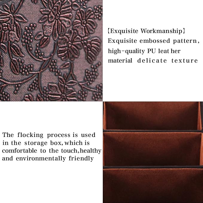 2 Pack PU Leather Remote Control Holder Storage Container for TV Remote Phone Caddy Eyeglasses（Brown）