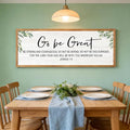 Go Be Great Wall Decor: 40x15 Inch Large Framed Bible Verse Wall Art, Joshua 1:9 Scripture Sign, Christian Wall Decor for Bedroom Living Room, Black Wooden Frame, Natural