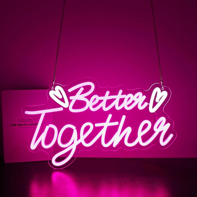 Neon Sign, HSJNJKFU Better Together Neon Signs for Wall Decor Pink Light Led Sign for Room Home Party Birthday Wedding Bar Signs - USB Powered