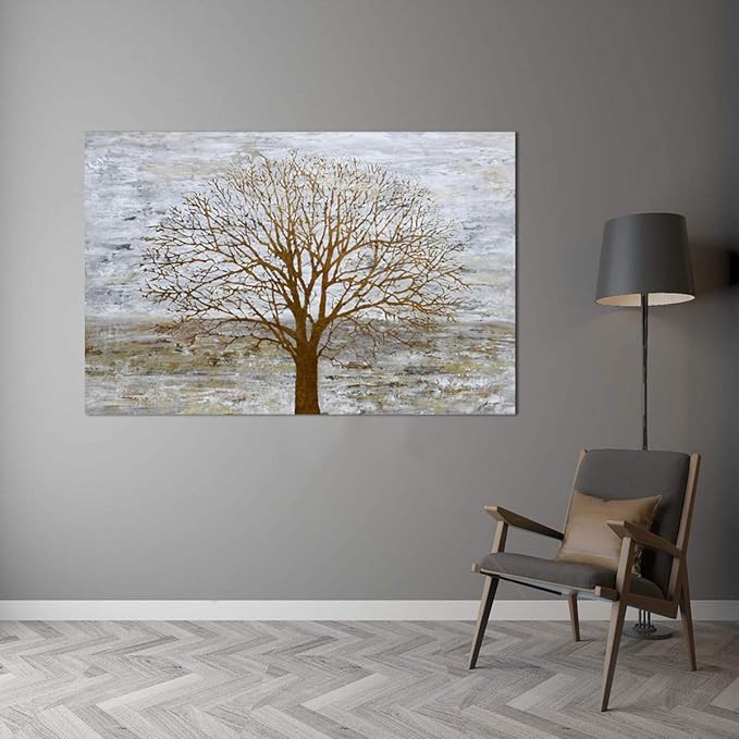 Yihui Arts Hand Painted Abstract Tree Painting for Modern Contemporary Home Decor