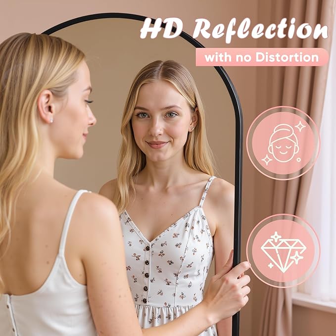 Full Length Mirror, 81" x 41" Arched Full Body Mirror Large Standing Floor Mirrors, Mirrors for Bedroom, Bathroom, Living Room Standing or Wall Leaning, Black