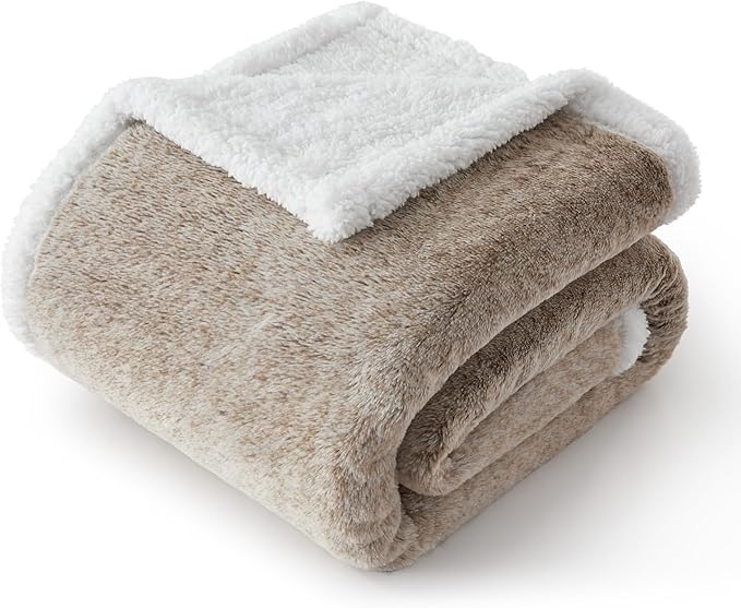 BEDELITE Sherpa Throw Blanket for Couch – Ultra Soft & Cozy Plush Blanket for Sofa, Bed & Room Decor, Thick Fluffy Throw Gifts for Women, Men, Mom, Dad, 50x60 inch, Brown