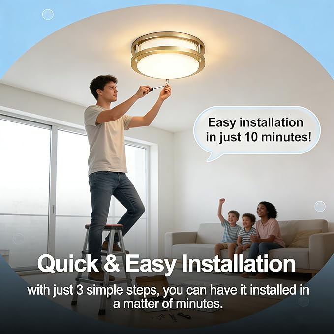 Drosbey 32W Dimmable LED Ceiling Light Fixture, Flush Mount Ceiling Lights for Kitchen, Bathroom, Bedroom, Hallway, 2700K/3000K/3500K/4000K/5000K Adjustable, 300W Equivalent, UL Listed
