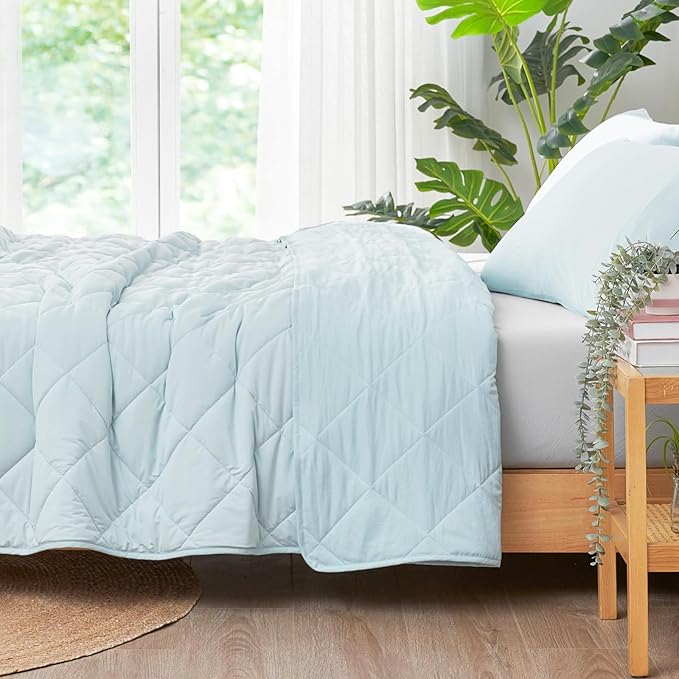 Cozy Bliss Cooling Blanket for Hot Sleepers Queen Size, Q-Max 0.45 Cooling Comfort, Cold Blankets for Night Sweats Sleeping, Ultra-Cool Lightweight Breathable Summer Blanket for Bed, Cool Blue