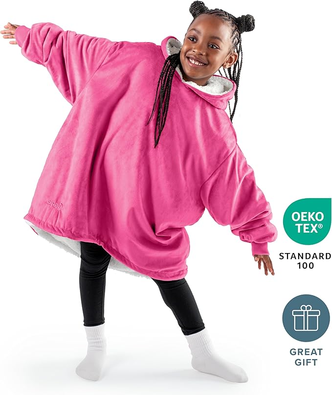 Bare Home Wearable Blanket Hoodie - Soft Plush Sherpa - Warm and Cozy - Oversized Wearable Blanket - Adult & Kid Sizes