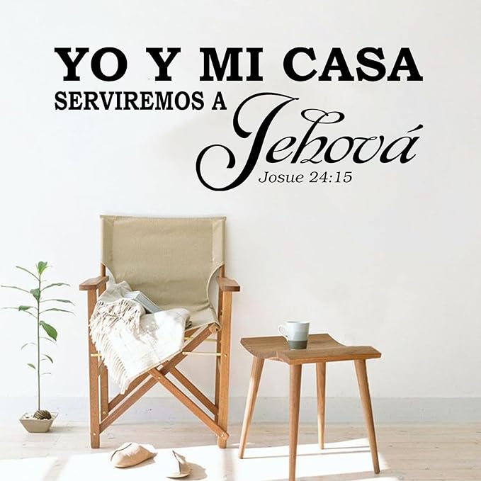 Bible Verse Wall Decals for Adults: Christian Spanish Quotes Inspirational Vinyl Art Wall Decals for Living Room - Yo Y Mi Casa Serviremos A Jehová 32" X 12.5"