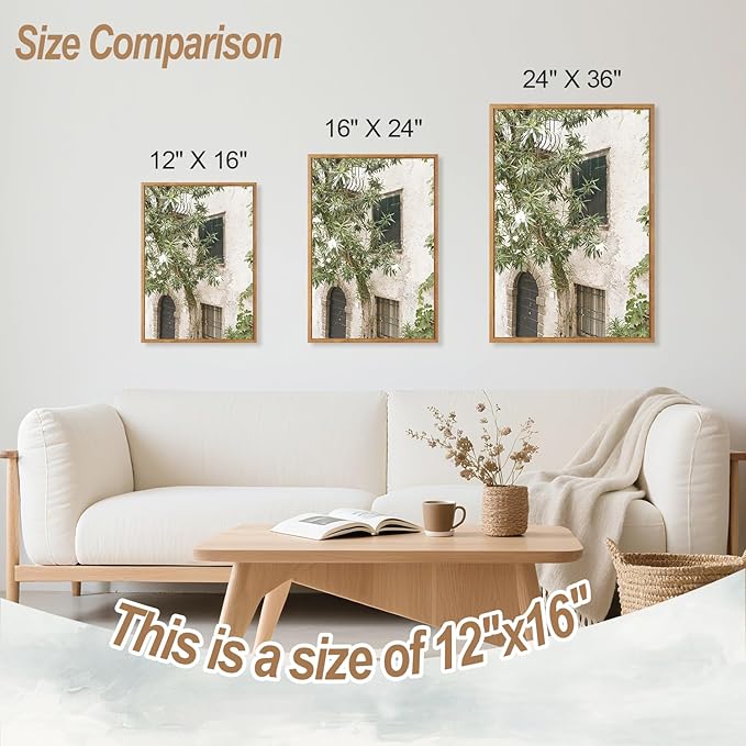 CHDITB Vintage Italy City Landscape Framed Canvas Wall Art Set Of 3, Minimalist Country Wall Decor, Nature Green Olive Tree Wall Painting, Malta Modern Art Prints for Living Room Bedroom Decor-12”x16”