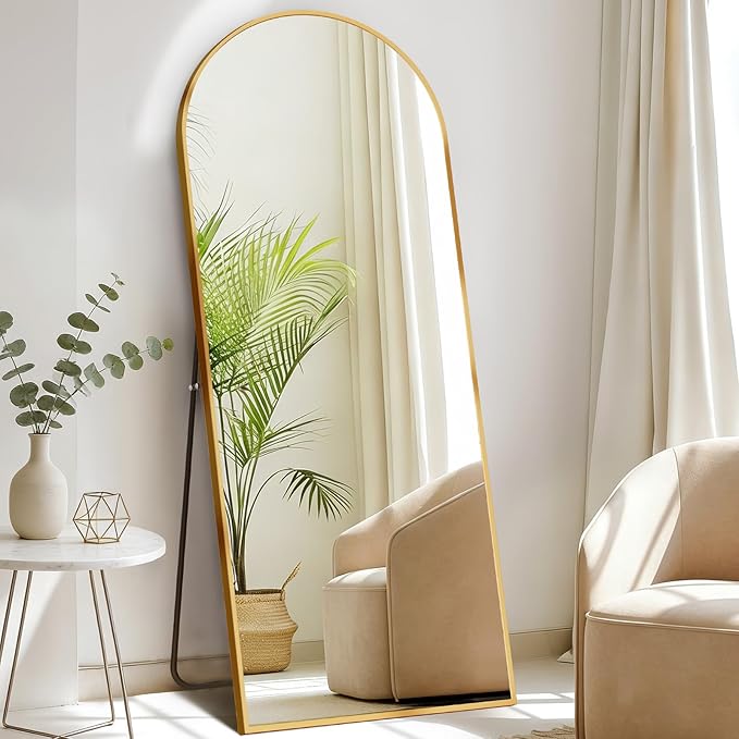 Mirror Full Length, Upgraded Body Wall Mirrors with Shatter-Proof Glass, Floor Standing, Hanging or Leaning, Tall Mirror with Stand Aluminum Alloy Frame for Bedroom