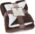 Genteele Sherpa Throw Blanket Super Soft Reversible Ultra Luxurious Plush Blanket, 40 x 50 inches, Brown/White
