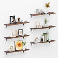 SKYSEN Floating Shelves for Wall Set of 6, 23.6in Wood Wall Shelf for Decor, Bathroom, Bedroom, Storage, Book,Kitchen, Living Room - Dark Brown(fs-60-d)