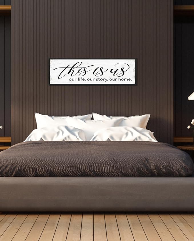 This Is Us Wall Decor Sign: Romantic Bedroom Wall Decor Above Bed For Couples, Family Love Quotes For Home Living Room, Modern Farmhouse Kitchen Country Decor Aesthetic