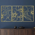 Vivegate Gold Minimalist Floral Single Line Metal Wall Art Decor - 18"X12" 3 Packs Gold Floral Abstract Minimalist Lines Wall signs for Hanging home wall decor