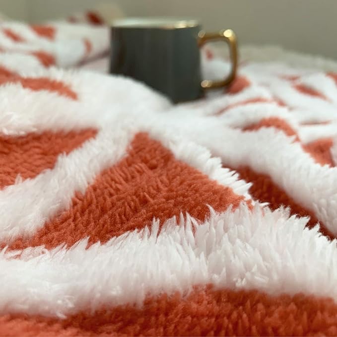 LOMAO Sherpa Fleece Blanket Easter Gifts for Mom Cozy Soft Throw Blanket for Women Men Dual Sided Couch Sofa Bed Blanket (Coral, 60''x80'')