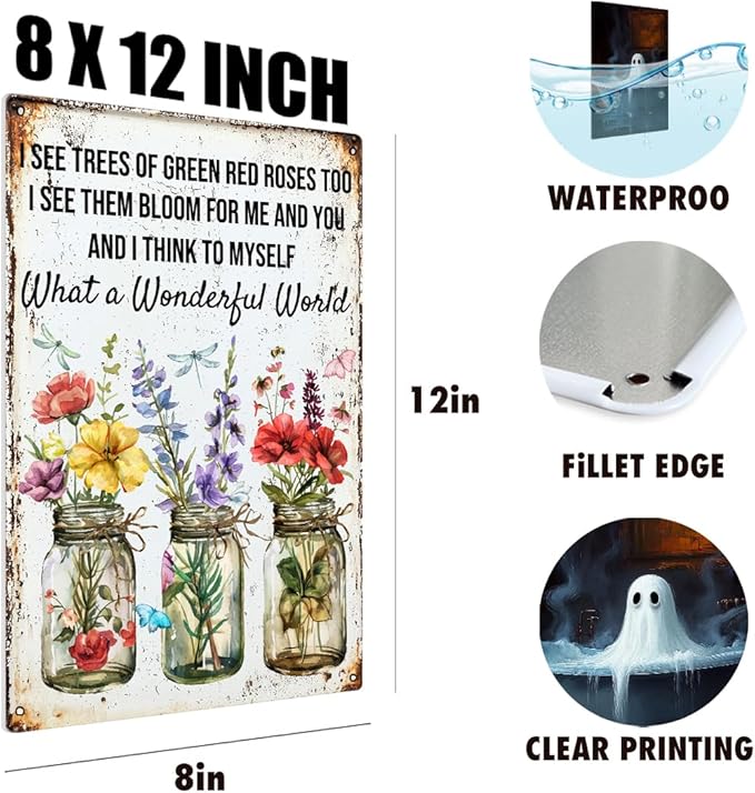 Funny Garden Plant Flower Metal Tin Sign Outside Yard Art Decor - Humorous Gardening Gift for Women Enthusiasts, 12" x 8"