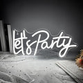 Let's Party Neon Sign for Wall Decor, LED Dimmable Let's Party Neon Light Up Sign Art Decorative Lights for Birthday, Wedding, Bachelorette, Engagement Party Decorations 15.91x7.09Inch White