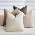 Throw Pillow Covers Set of 4 20x20 Inch Pillow Covers, Soft Velvet Neutral Beige Khaki Grey Pillowcases for Couch Sofa Bed Living Room, Home Boho Decor, Farmhouse Cushion Covers