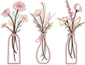 3 Pieces Metal Flowers Wall Arts - Rustic Farmhouse Style Décor Metal Wall Art Black Minimalist Flower Natural Themed Wall Decors for Home Bedroom Dining Room Housewarming (Pinkish)
