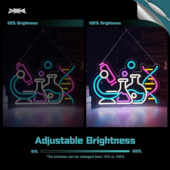 Science Neon Sign DNA Double Helix Neon Sign for wall decor Smart plug timer compatible USB-Powered Biology Science Gift Chemistry Light Up Sign for Laboratory Chemical (16.5x11.5 Inch)