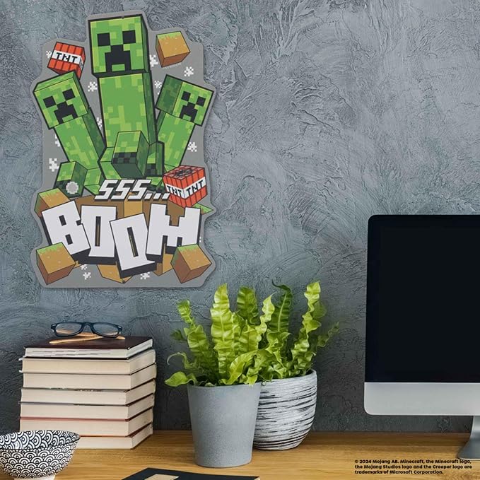 Open Road Brands Minecraft Boom Creepers Metal Sign - Fun Minecraft Wall Art for Game Room, Man Cave or Bedroom