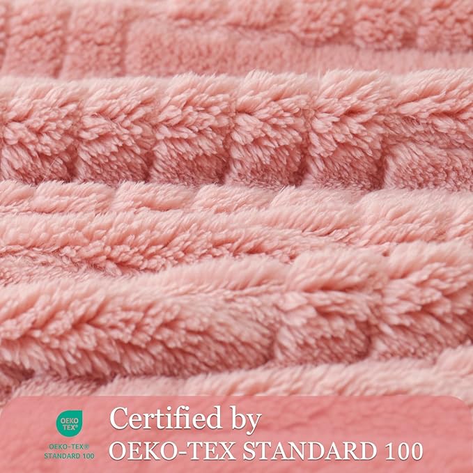 Whale Flotilla Lightweight Fleece Queen Size Blanket for Bed, Fuzzy Soft Blankets with Decorative Jacquard Pattern for All Season, Warm and Fluffy, 90x90 Inch, Pink