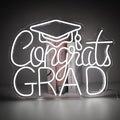 “Congrats Grad” White Neon Sign – 16.5×12.6 in Crisp LED Backdrop for Grad Photos, 6000K Bright Light, Dimmable with Wired Dimmer, Includes Wall Anchors – Tech Grad Gift